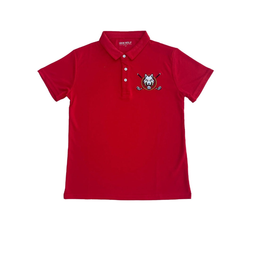 Red Iron Wolf Golf Polo